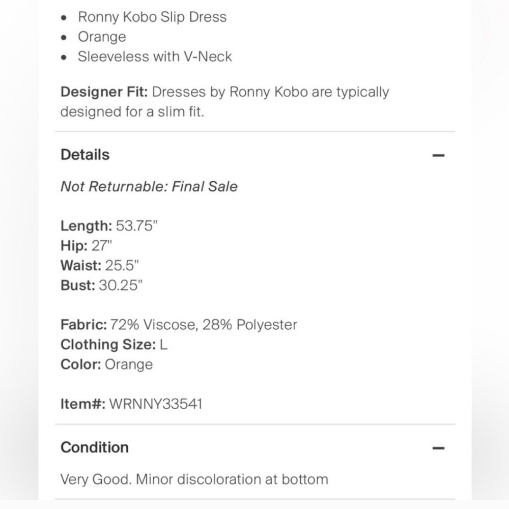 Ronny kobo orange dress - Picture 2 of 2